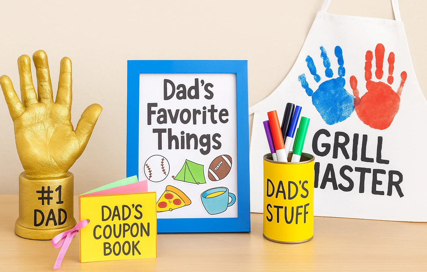 Completed Father's Day handmade gift projects